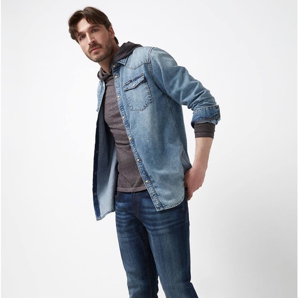 Mens I jeans shirt size medium faded denim blue - Picture 9 of 17